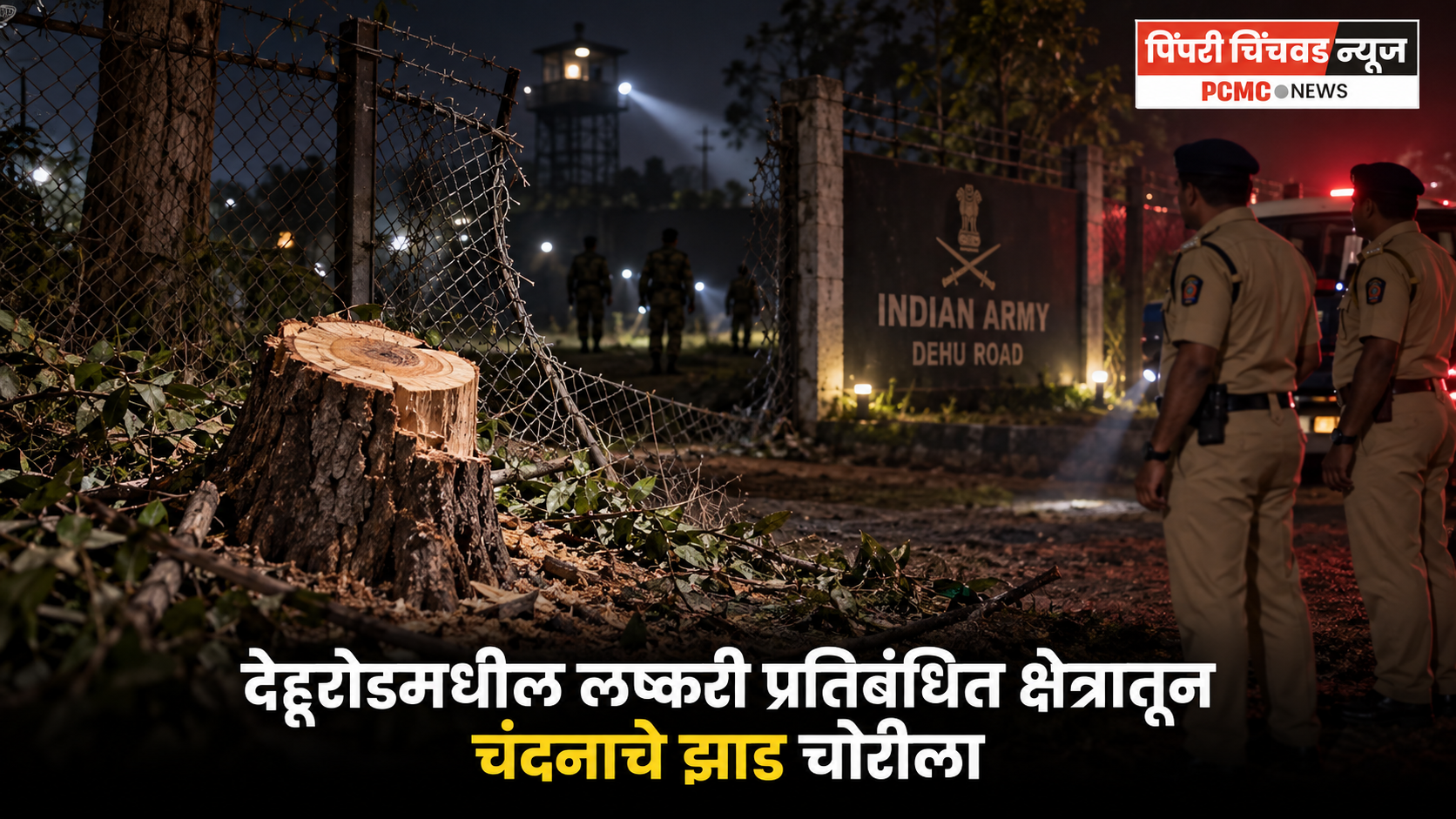देहूरोडमधील लष्करी प्रतिबंधित क्षेत्रातून चंदनाचे झाड चोरीला