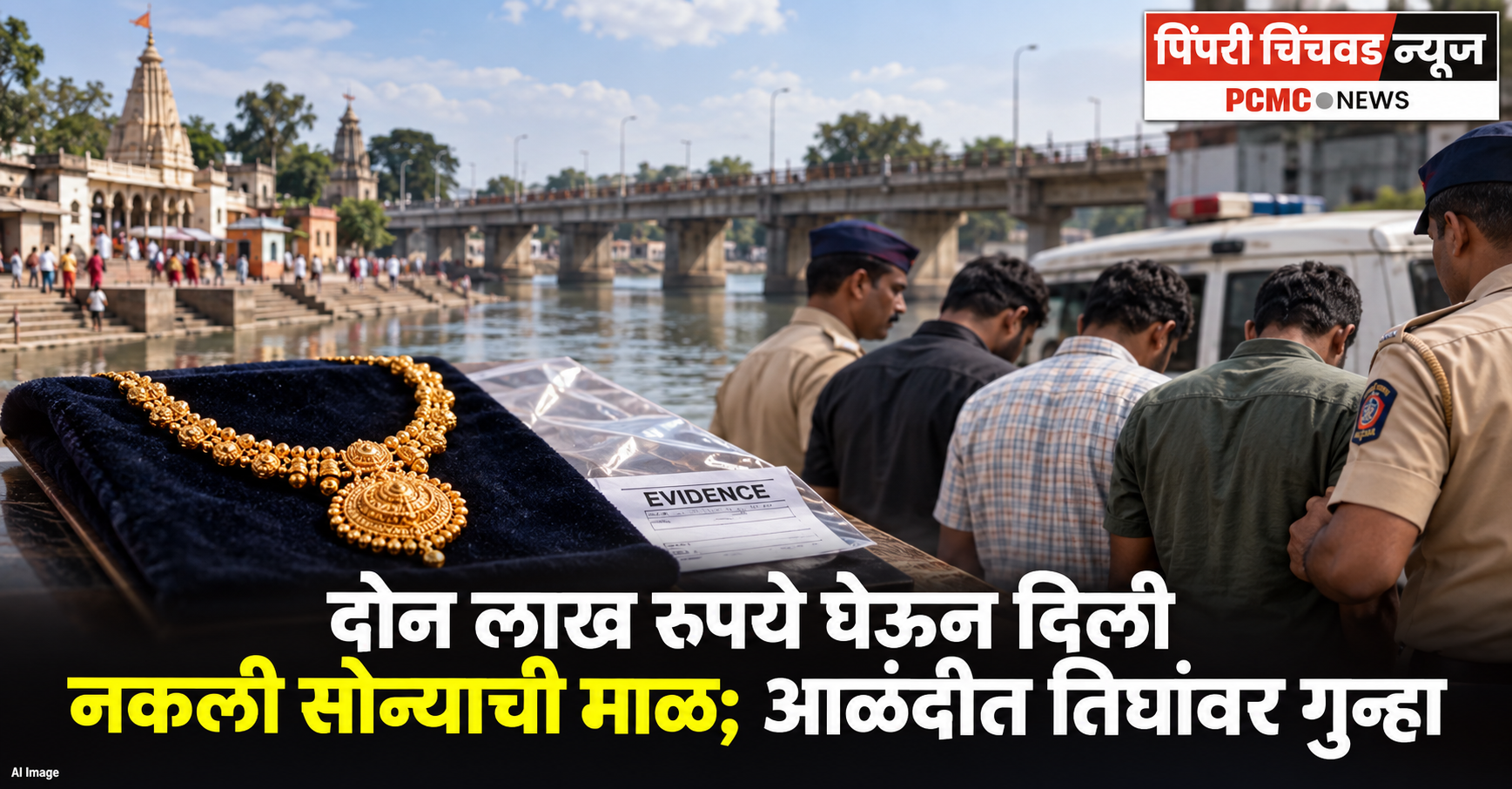दोन लाख रुपये घेऊन दिली नकली सोन्याची माळ; आळंदीत तिघांवर गुन्हा