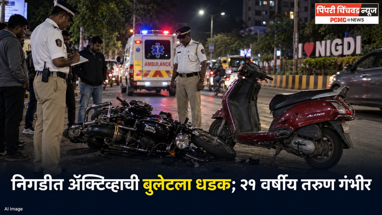 भरधाव ॲक्टिव्हाची बुलेटला धडक; 21 वर्षीय तरुणाच्या पायाला फ्रॅक्चर, चालक फरार