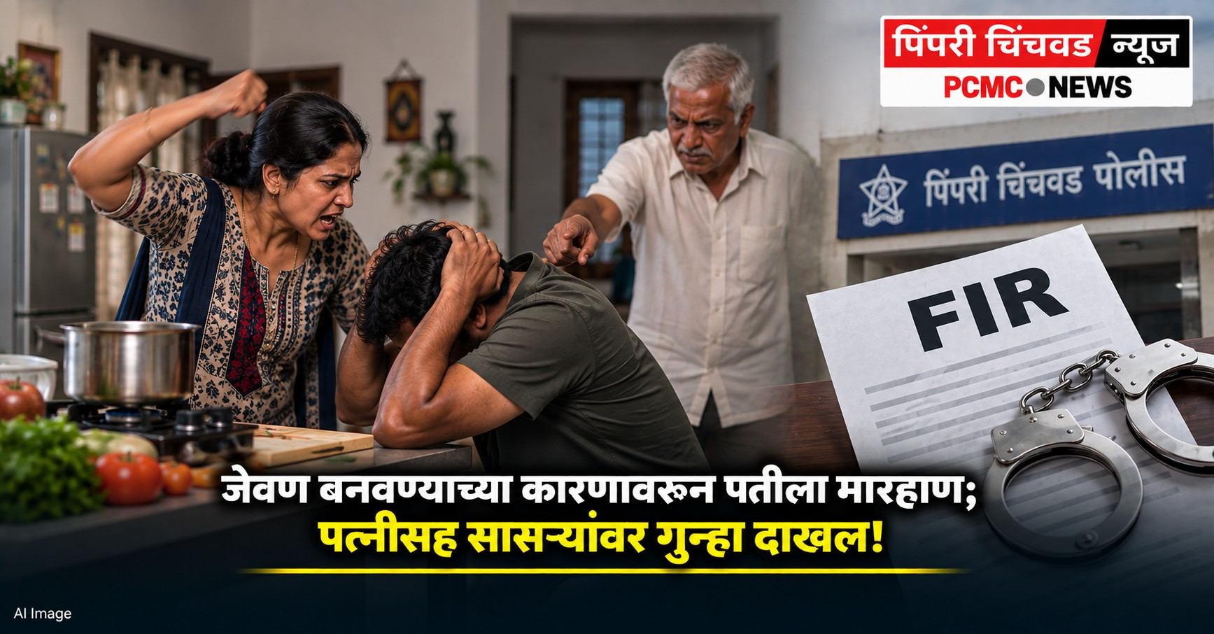 जेवण बनवण्याच्या कारणावरून पतीला मारहाण; पत्नीसह सासऱ्यावर गुन्हा दाखल!