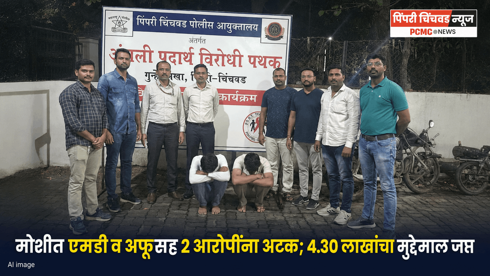 मोशीत एमडी व अफूची आंतरराज्य तस्करी करणाऱ्या 2 आरोपींना अटक; 4.30 लाखांचा मुद्देमाल जप्त